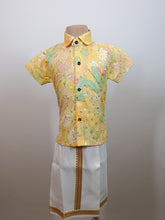 Infants  Dapper yellow floral half sleeve shirt with Pancha - Kanduva set